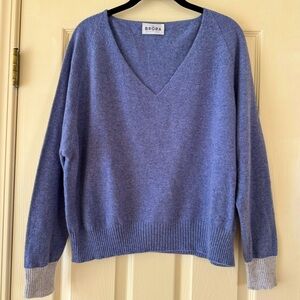 BRORA 100% Scottish Cashmere Slouchy V Neck Jumper in Iris and Peal …